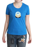 Moschino Blue Printed Cotton Short Sleeves Tops T-shirt Moschino