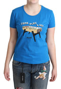 Moschino Blue Cotton Come Play 4 Us Print T-shirt Moschino