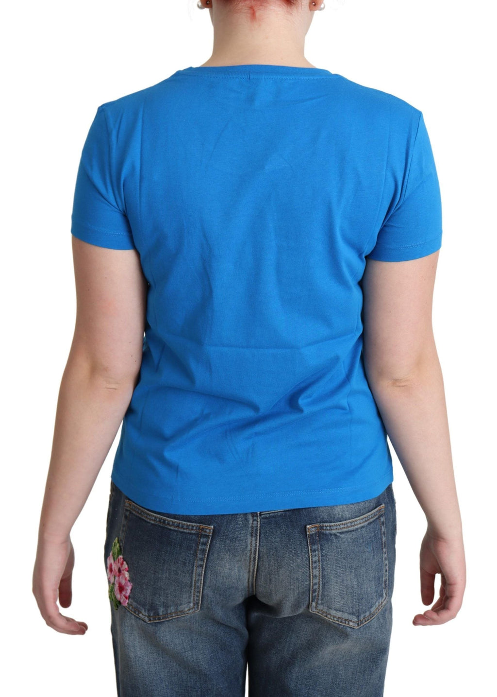 Moschino Blue Cotton Come Play 4 Us Print T-shirt Moschino