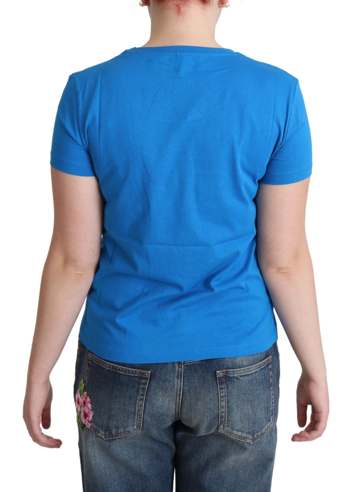 Moschino Blue Cotton Come Play 4 Us Print T-shirt Moschino