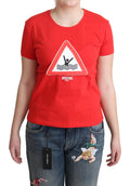 Moschino Red Cotton Swim Graphic Triangle Print  T-shirt Moschino