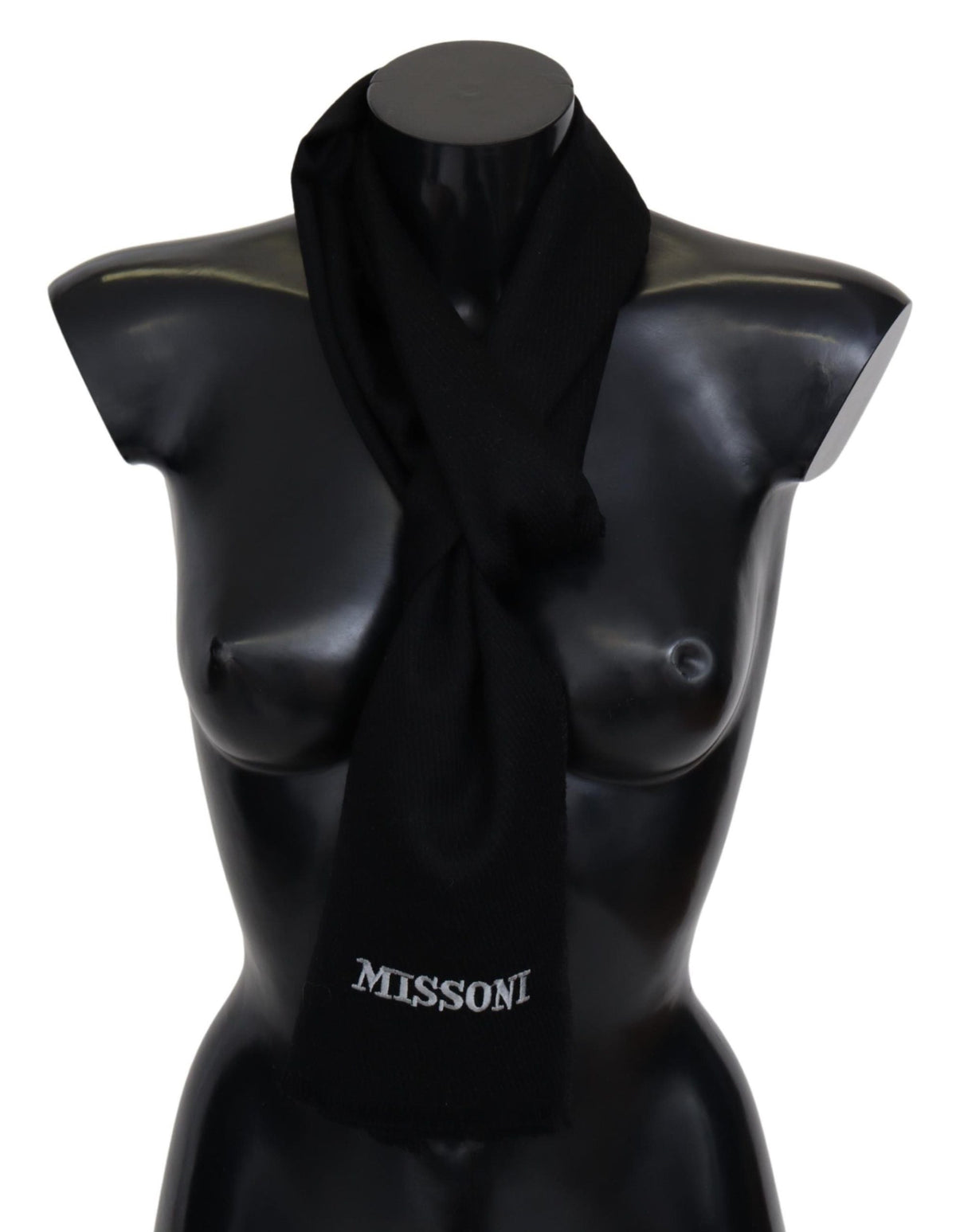 Missoni Black 100% Wool Unisex Neck Wrap Fringes Logo Scarf Missoni
