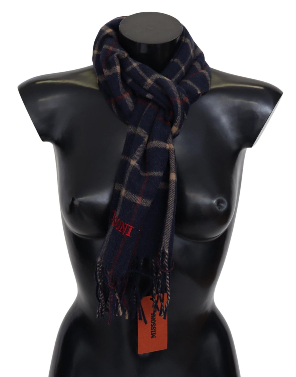 Missoni Black Checkered Unisex Neck Wrap Fringes Scarf Missoni