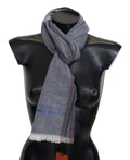 Missoni Gray Striped Wool Unisex Neck Wrap Fringes Scarf Missoni
