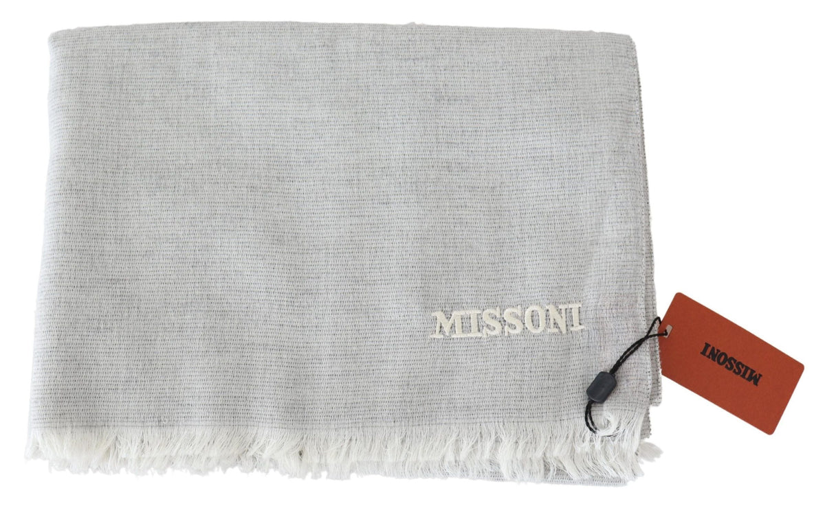 Missoni Gray Wool Knit Unisex Neck Wrap Scarf Missoni