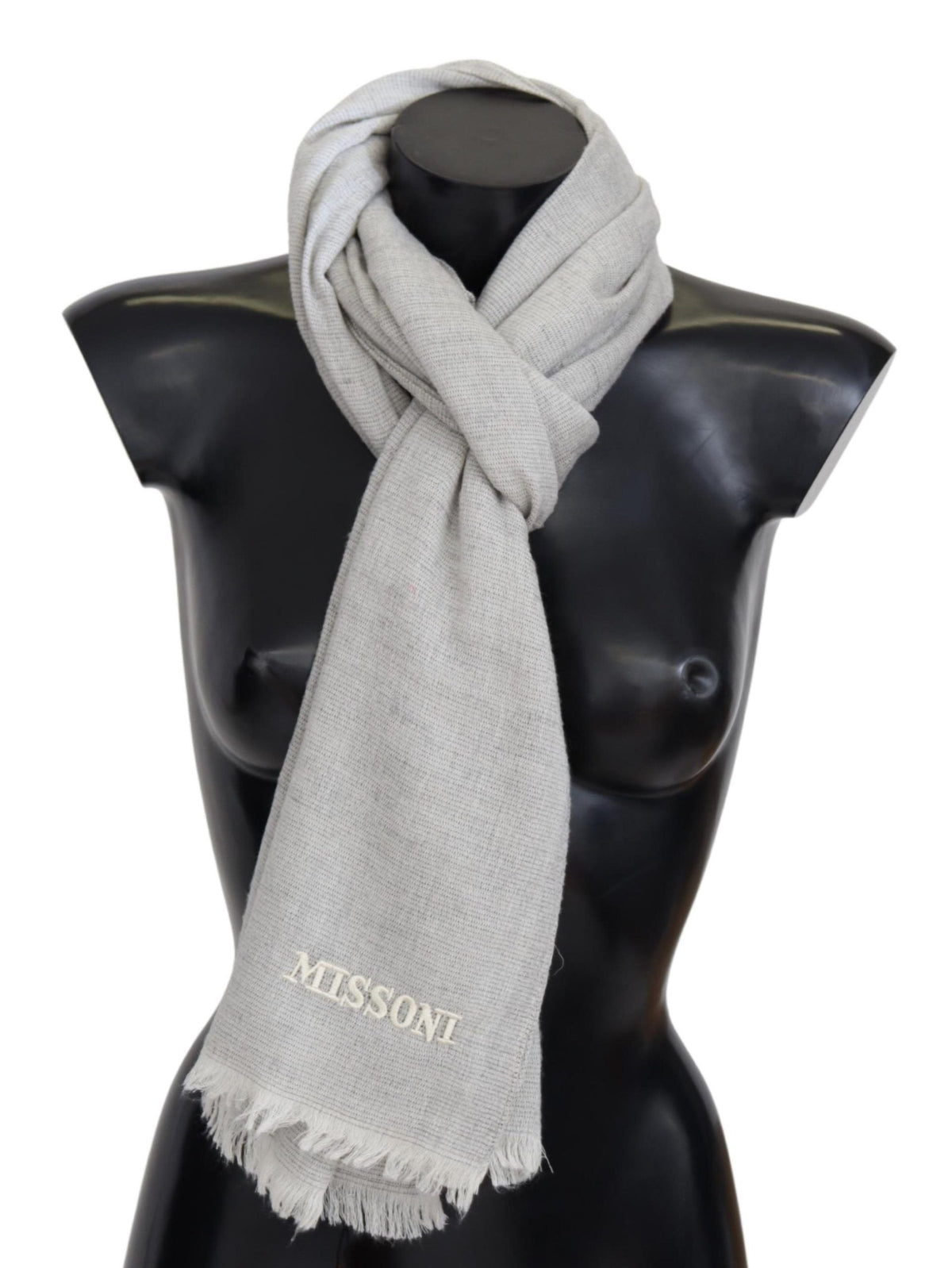Missoni Gray Wool Knit Unisex Neck Wrap Scarf Missoni