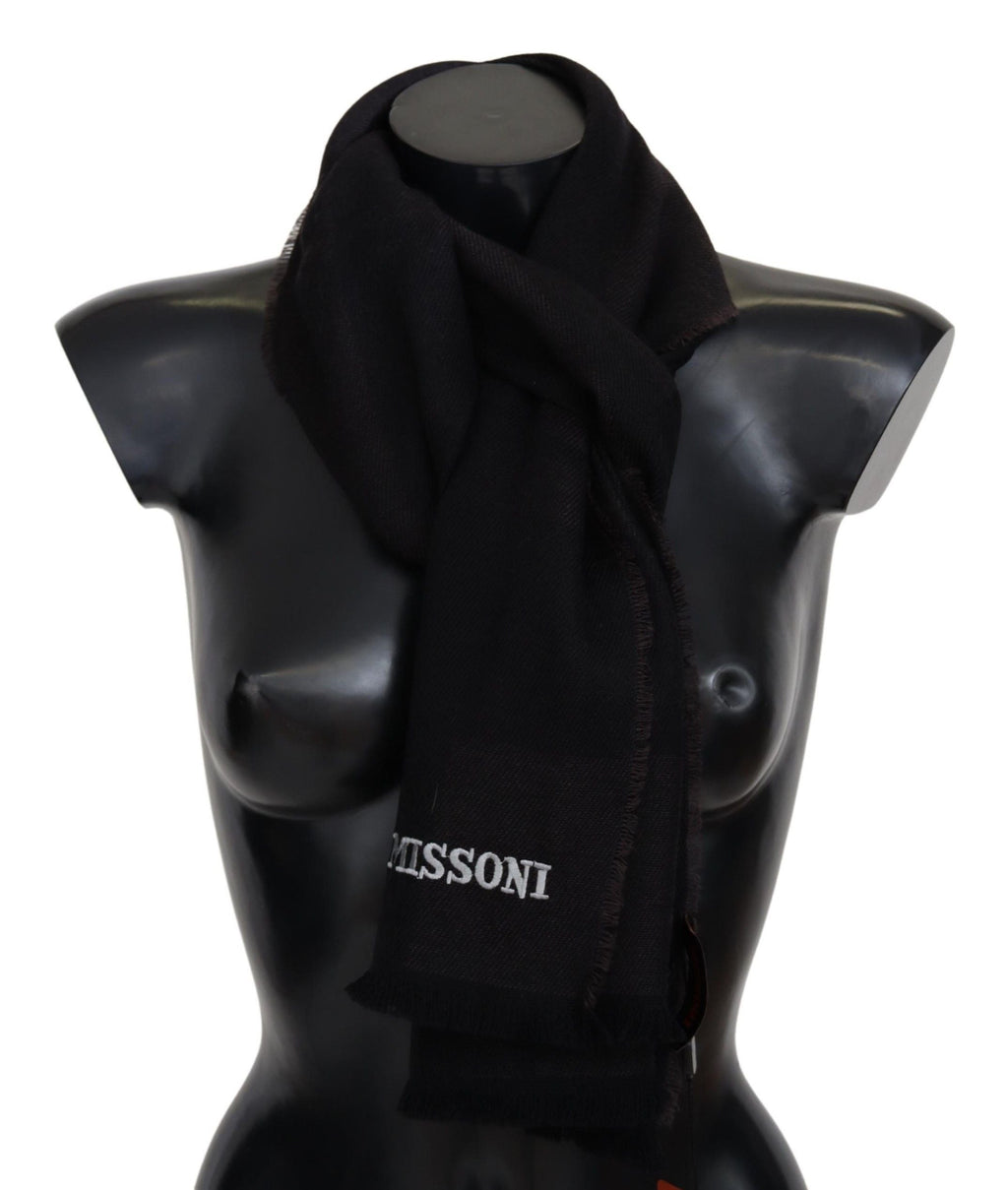 Missoni Black 100% Wool Unisex Neck Wrap Scarf Missoni