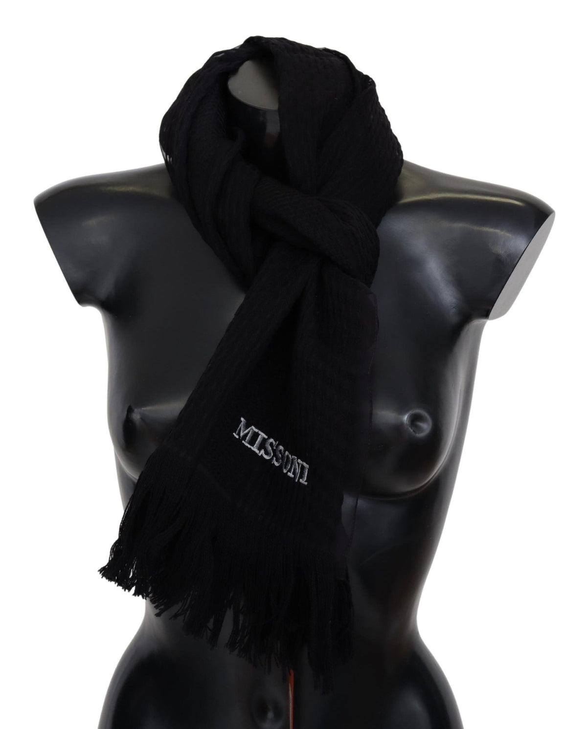 Missoni Black Wool Unisex Neck Warmer Wrap Scarf Missoni