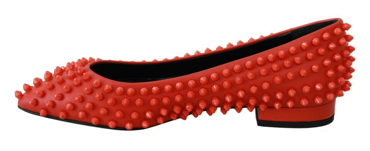 Philipp Plein Orange Leather Ballerina WHAT I DO Flats Shoes Philipp Plein
