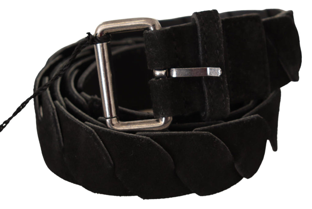GF Ferre Black WX Silver Tone Buckle Waist Belt