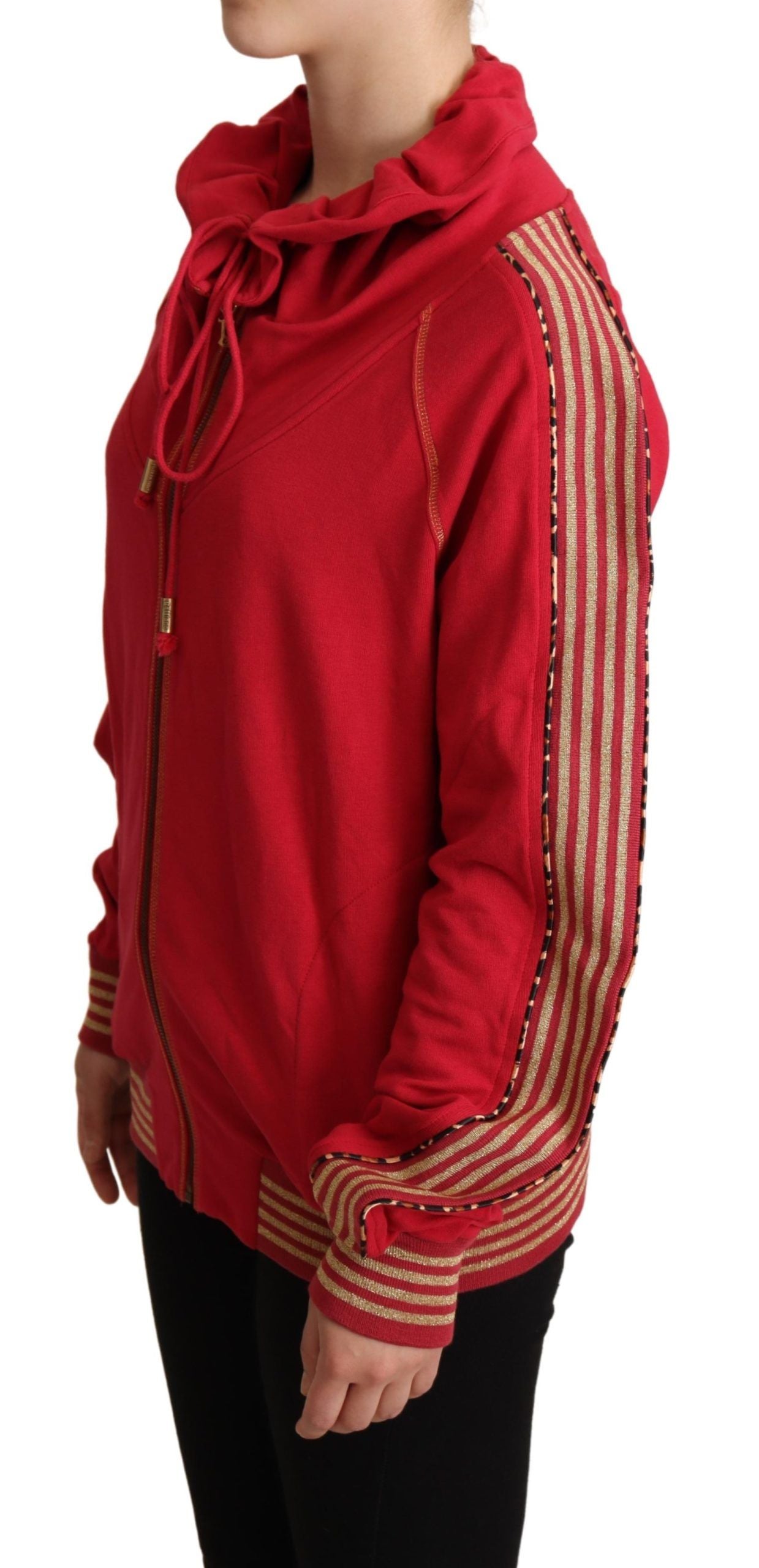 John Galliano Red Full Zip Jacket Sweatshirt Hooded Sweater