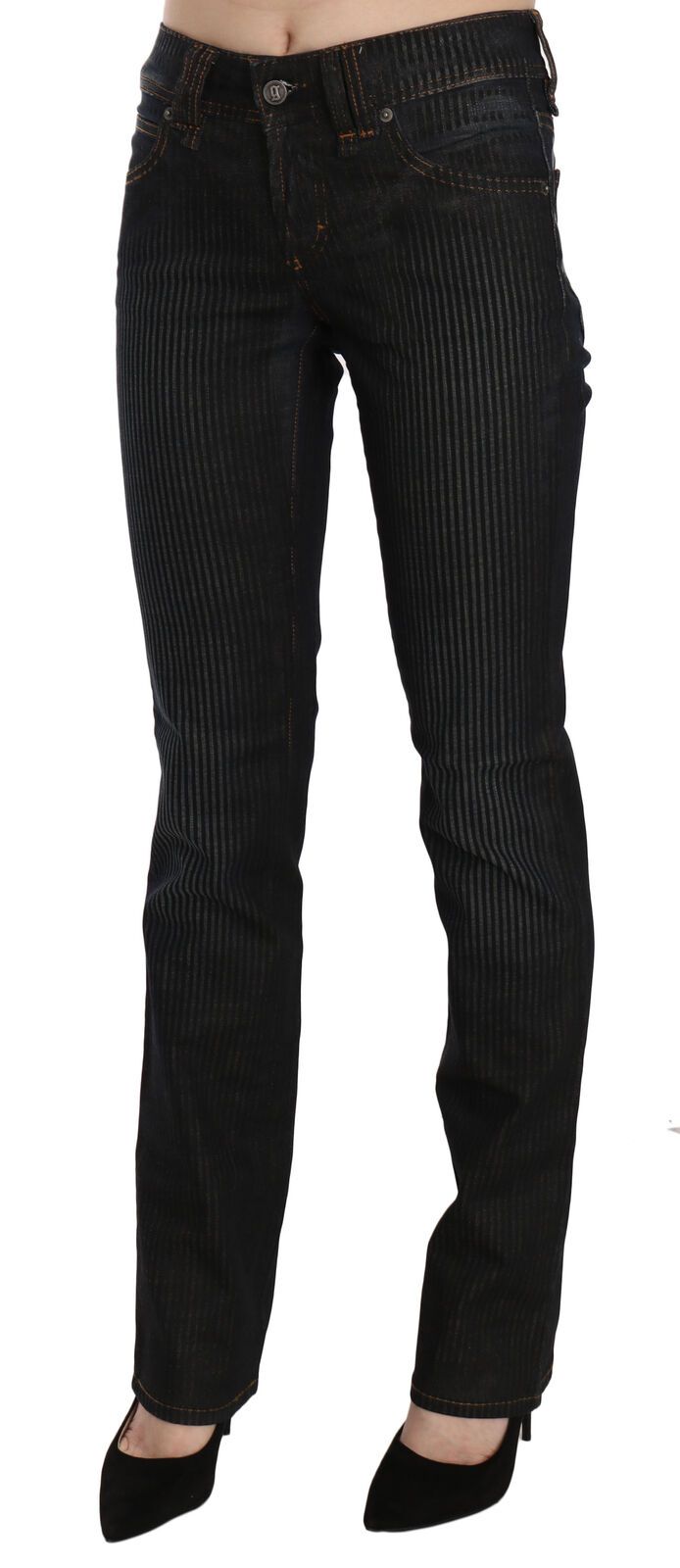 John Galliano Black Mid Waist Slim Fit Corduroy Denim Casual Pants John Galliano