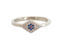 Nialaya Blue Red CZ 925 Silver Womens Clear Ring