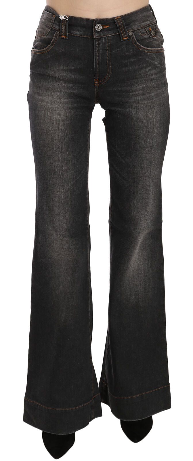 John Galliano Black Washed Mid Waist Flared Denim Casual Jeans - BrandFit 88
