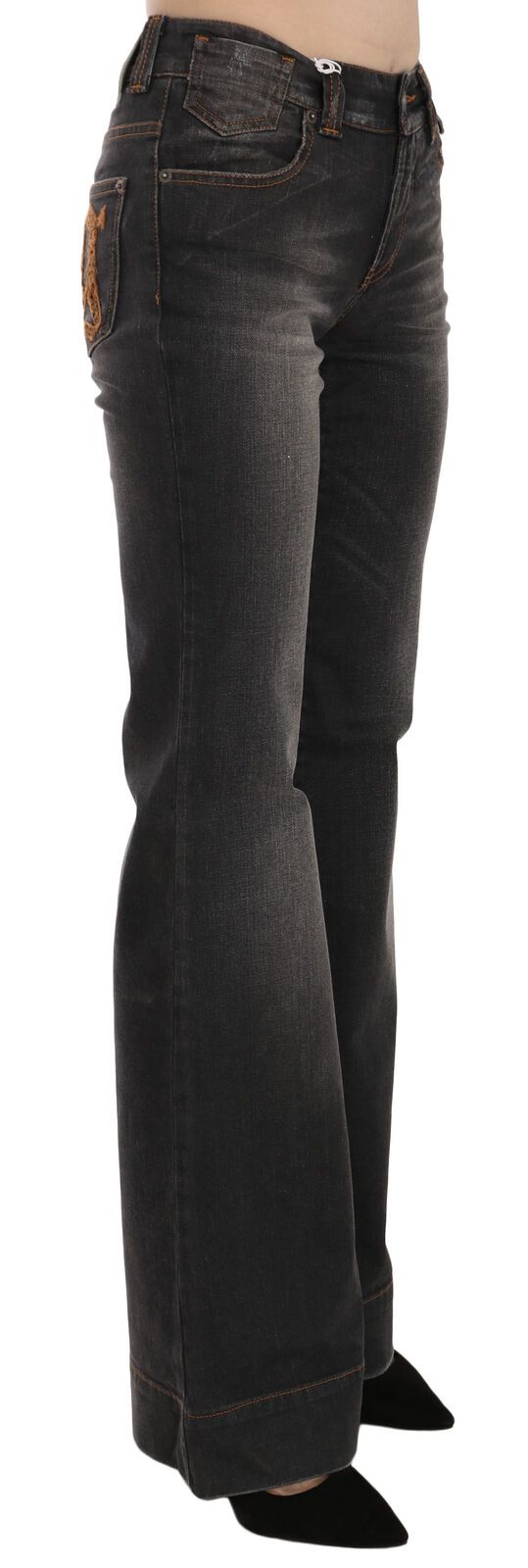 John Galliano Black Washed Mid Waist Flared Denim Casual Jeans - BrandFit 88