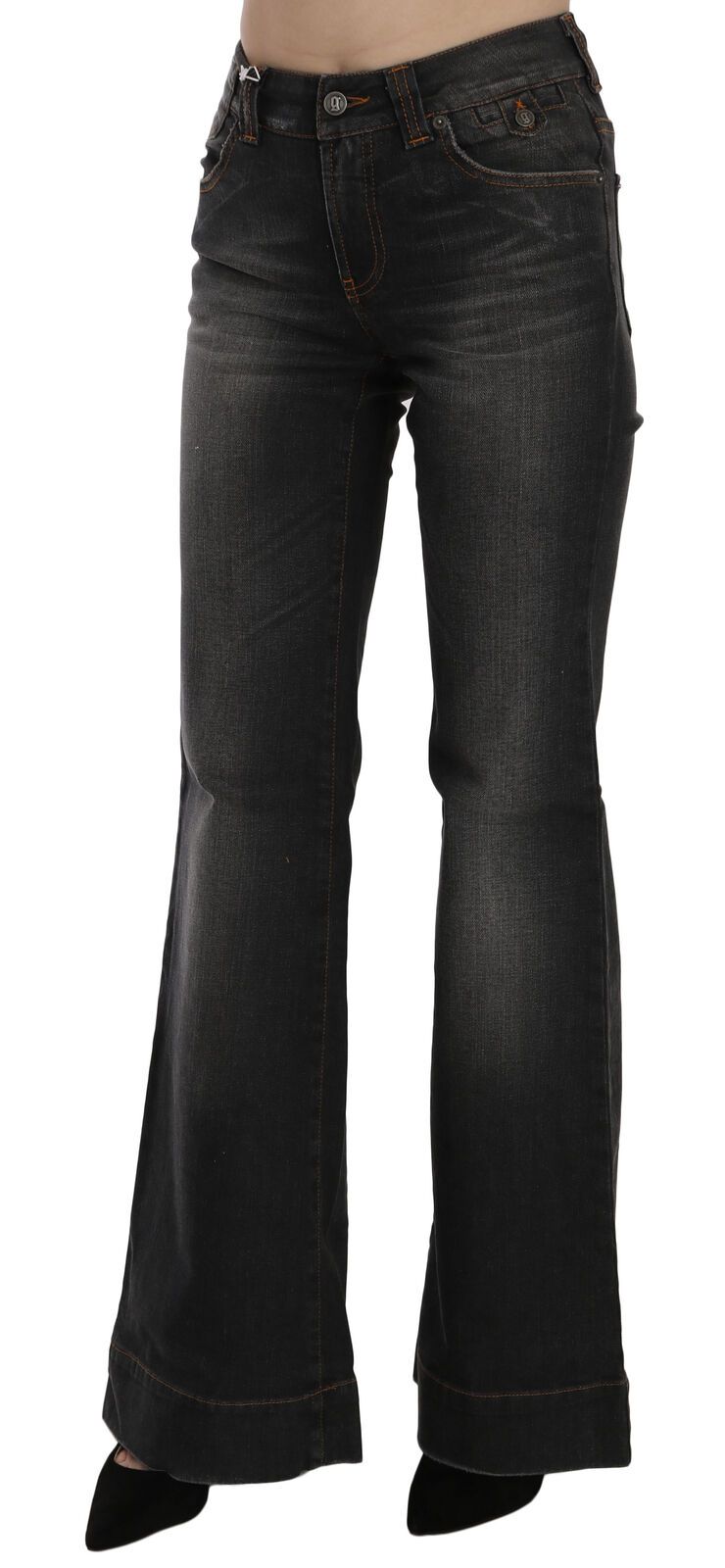 John Galliano Black Washed Mid Waist Flared Denim Casual Jeans - BrandFit 88