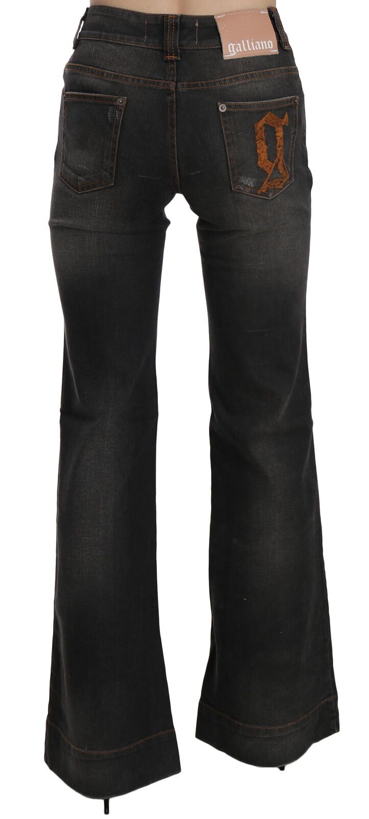 John Galliano Black Washed Mid Waist Flared Denim Casual Jeans - BrandFit 88