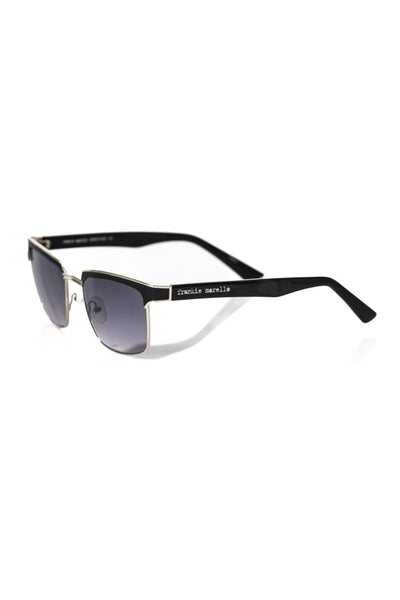 Frankie Morello Black Metallic Fibre Men Sunglasses