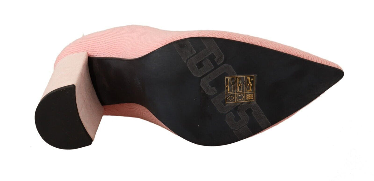 GCDS Pink Suede Logo Socks Block Heel Ankle Boots Shoes GCDS
