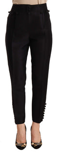 Dsquared² Black Button Embellished Cropped High Waist Pants Dsquared²