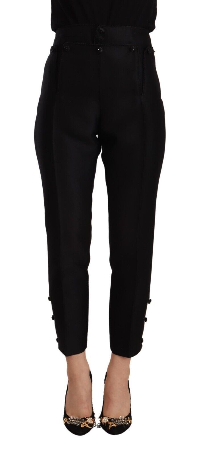 Dsquared² Black Wool High Waist Skinny Women Pants Dsquared²