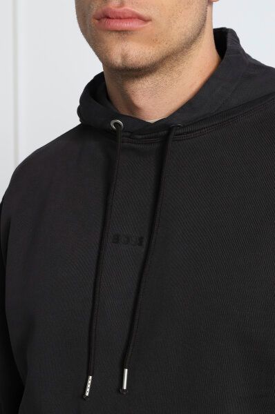 Hugo Boss Dark Blue Cotton Logo Details Hooded Sweatshirt Hugo Boss