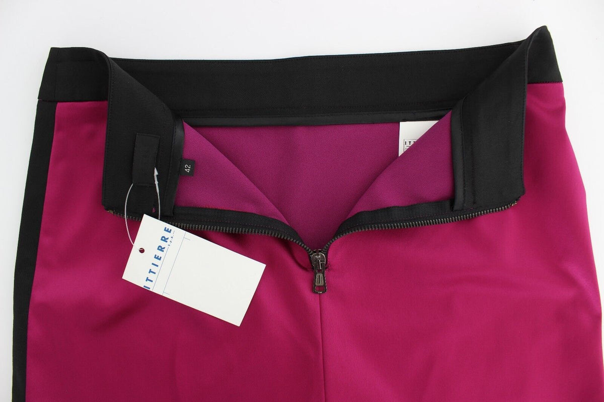 Exte Pink Black Above Knees Cotton Stretch Skirt