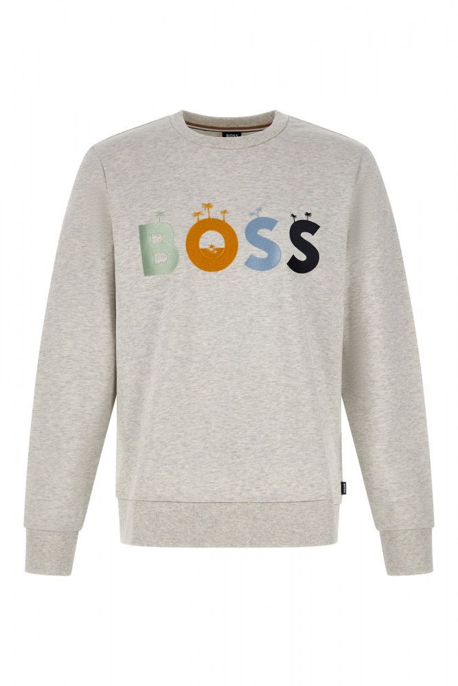 Hugo Boss Grey Cotton Logo Details Sweatshirt Hugo Boss