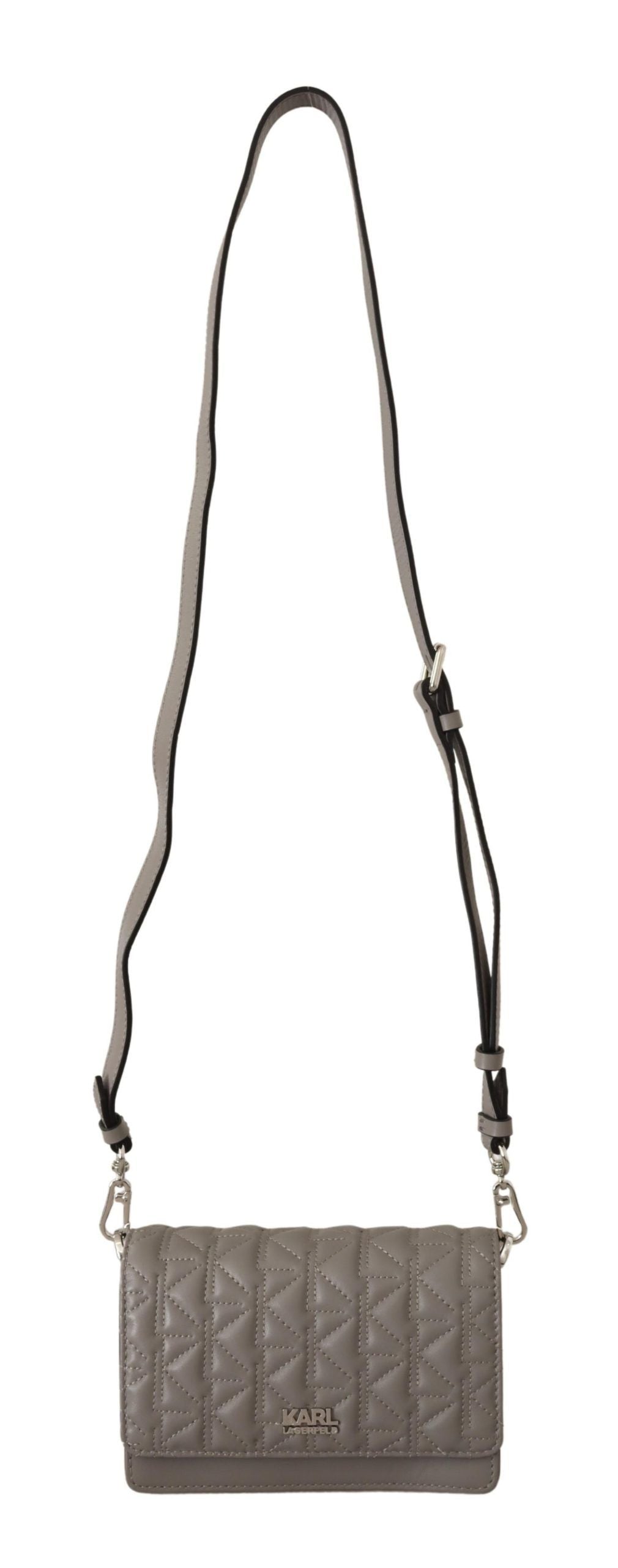 Karl Lagerfeld Light Grey Leather Crossbody Bag Karl Lagerfeld