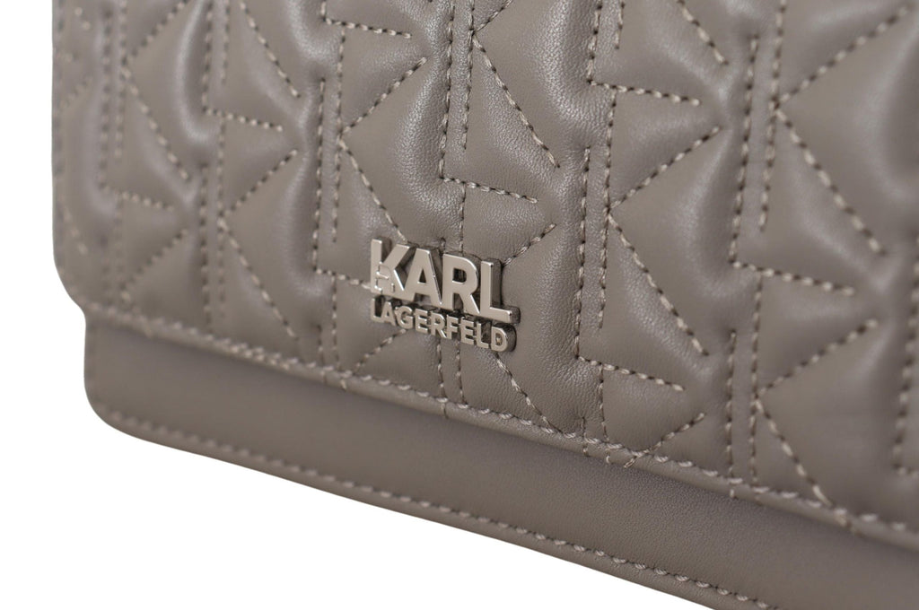 Karl Lagerfeld Light Grey Leather Crossbody Bag Karl Lagerfeld