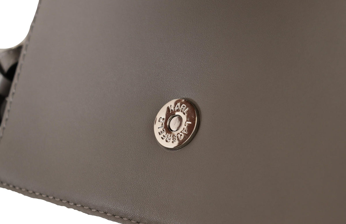 Karl Lagerfeld Light Grey Leather Crossbody Bag Karl Lagerfeld