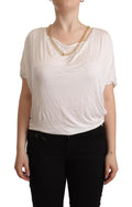 Guess By Marciano White Short Sleeves Gold Chain T-shirt Top Guess By Marciano