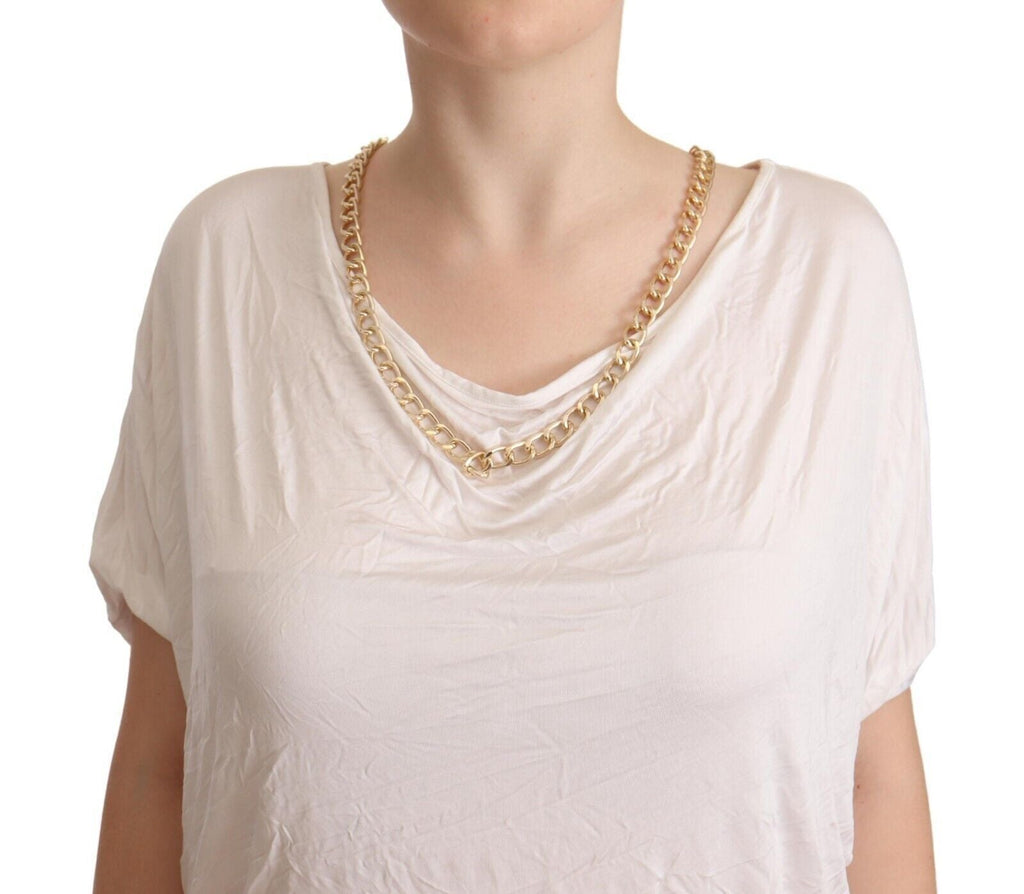Guess By Marciano White Short Sleeves Gold Chain T-shirt Top Guess By Marciano
