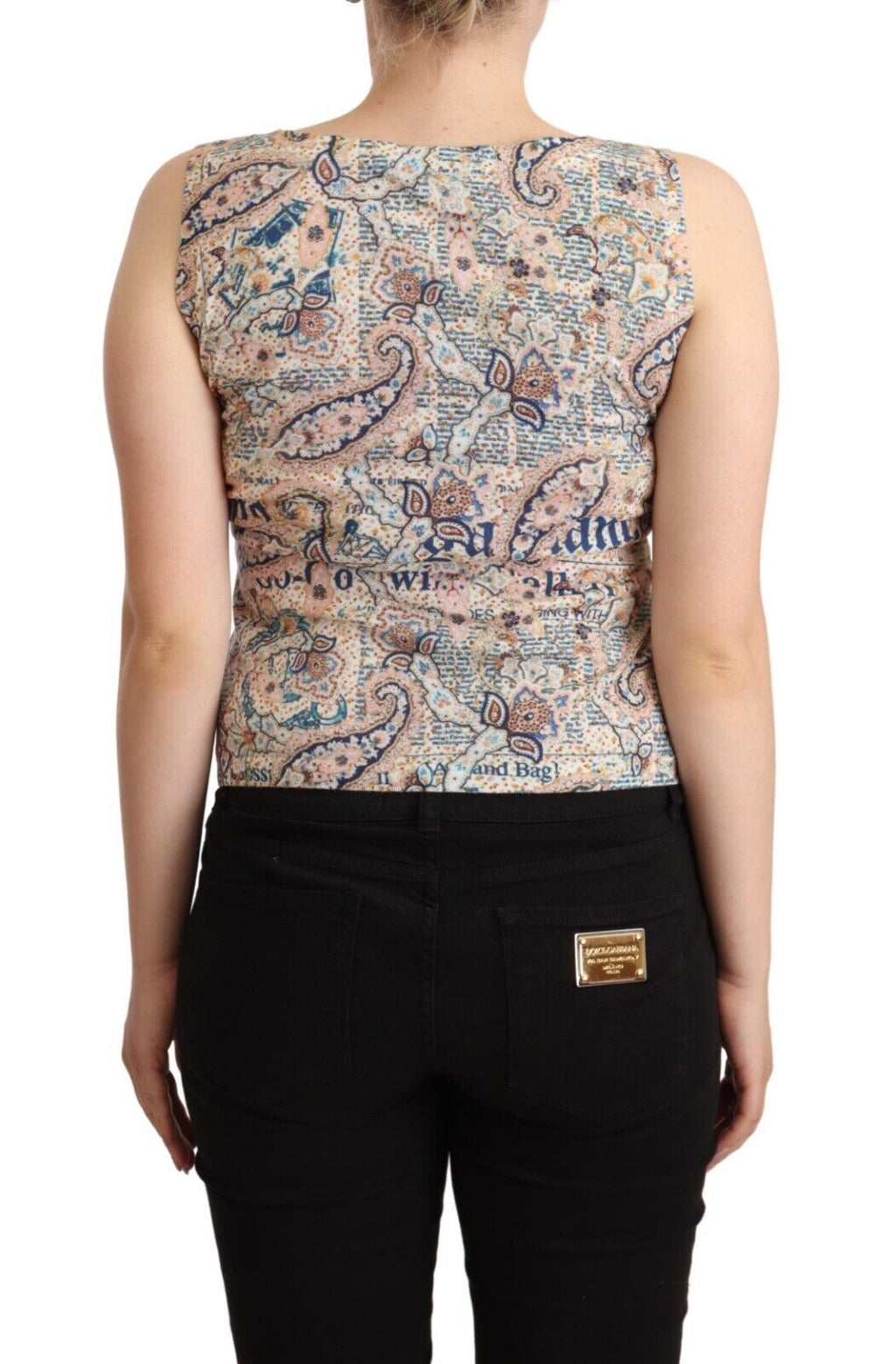 John Galliano Multicolor Cotton Sleeveless V-neck Tank Top John Galliano