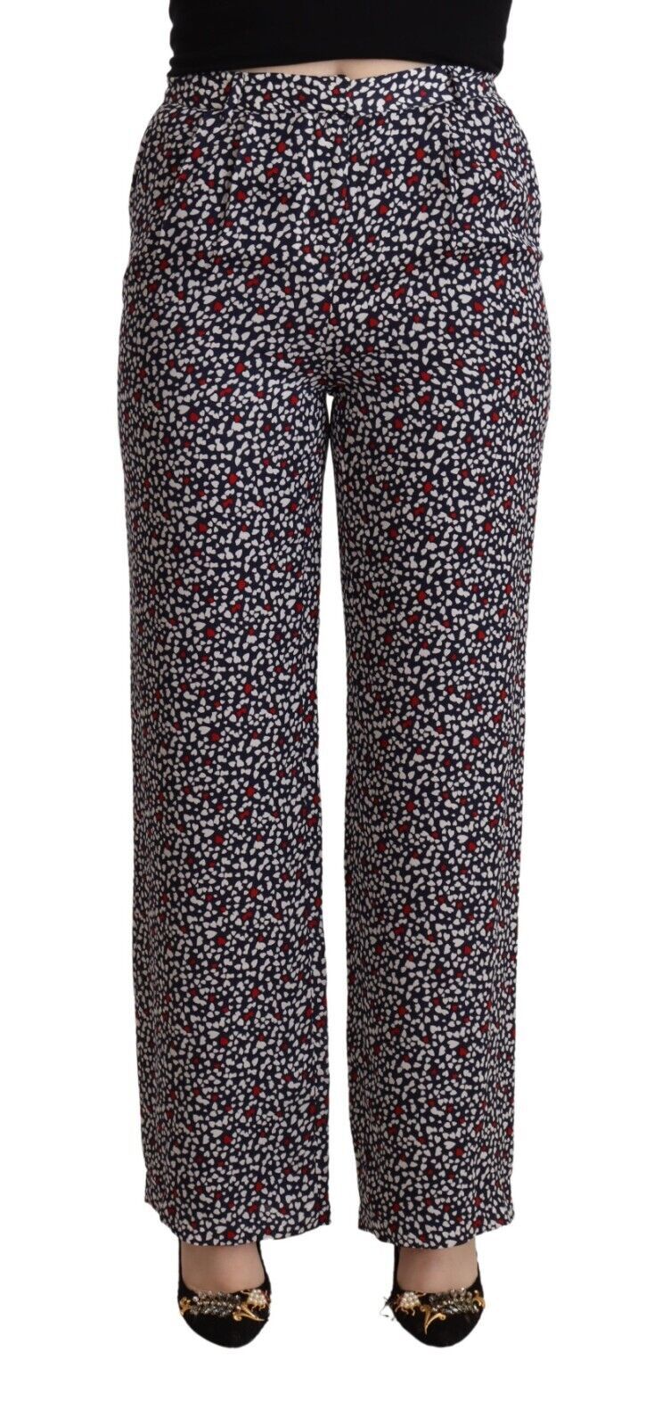 Michael Kors Black High Waist Printed Straight Pants Michael Kors