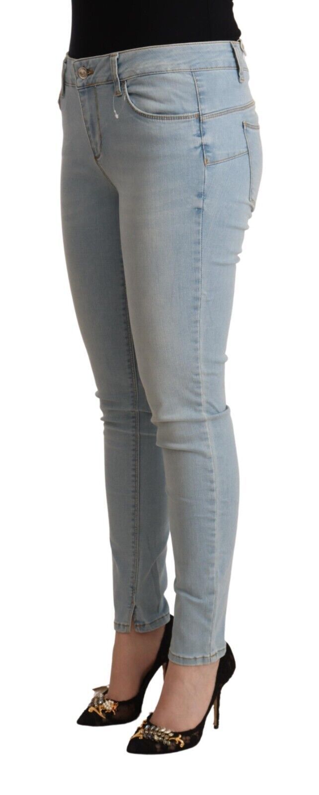 Liu Jo Light Blue Cotton Mid Waist Slim Fit Denim Jeans Liu Jo