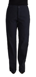 Exte Black High Waist Tapered Cotton Pants