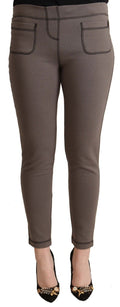 John Galliano Gray Cotton Mid Waist Stretch Leggings Cropped Pants John Galliano