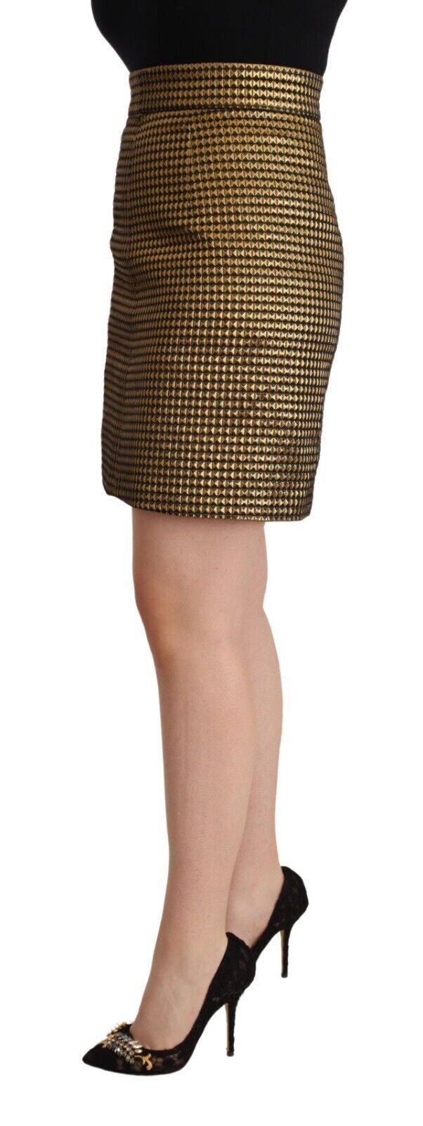 Boutique Moschino Black Gold A-line Above Knee Casual Skirt Boutique Moschino