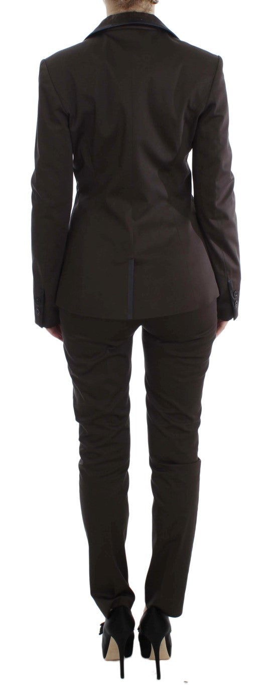 Exte Brown Stretch Two Button Suit