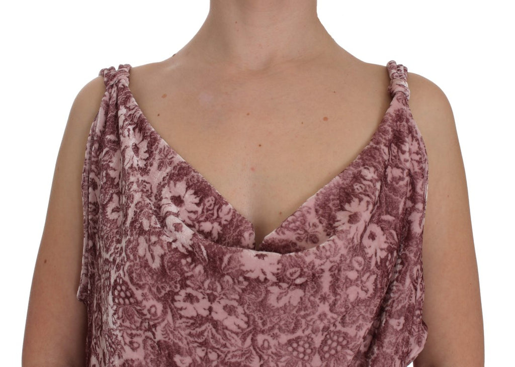 Exte Pink Floral Print Viscose Silk Blouse Top