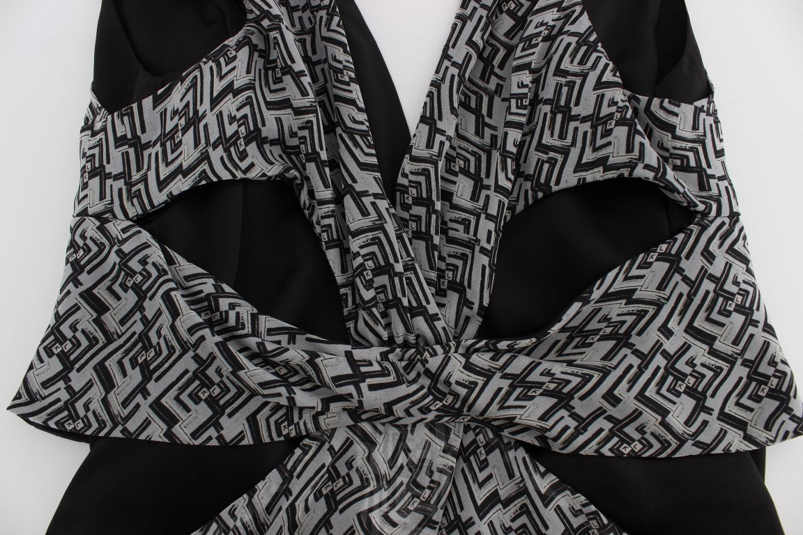 Karl Lagerfeld Gray Black Silk Blouse Top Karl Lagerfeld