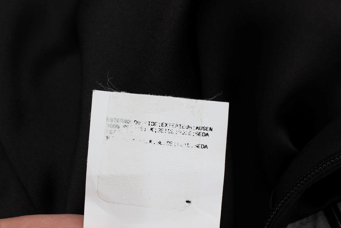Karl Lagerfeld Gray Black Silk Blouse Top Karl Lagerfeld
