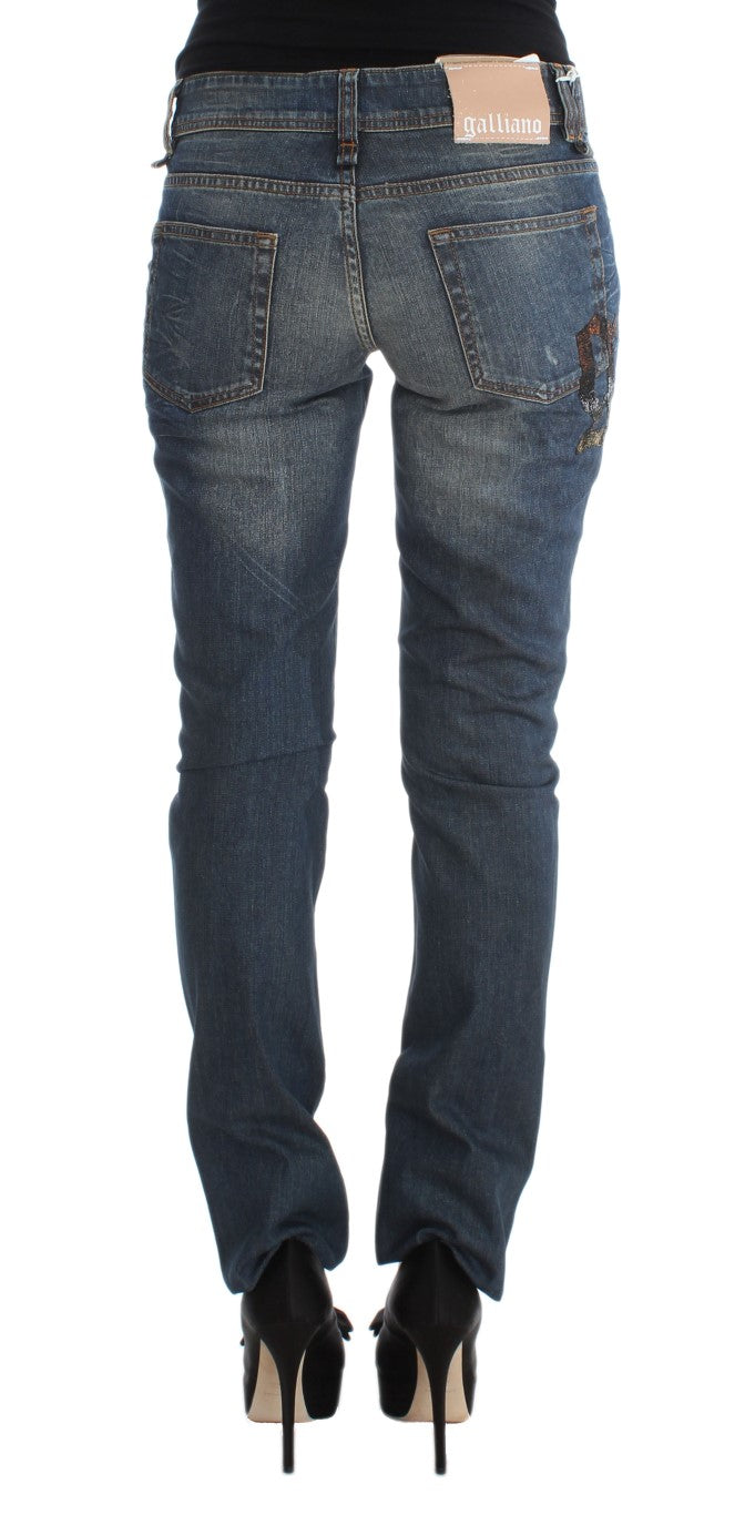 John Galliano Blue Wash Cotton Blend Slim Fit Jeans John Galliano