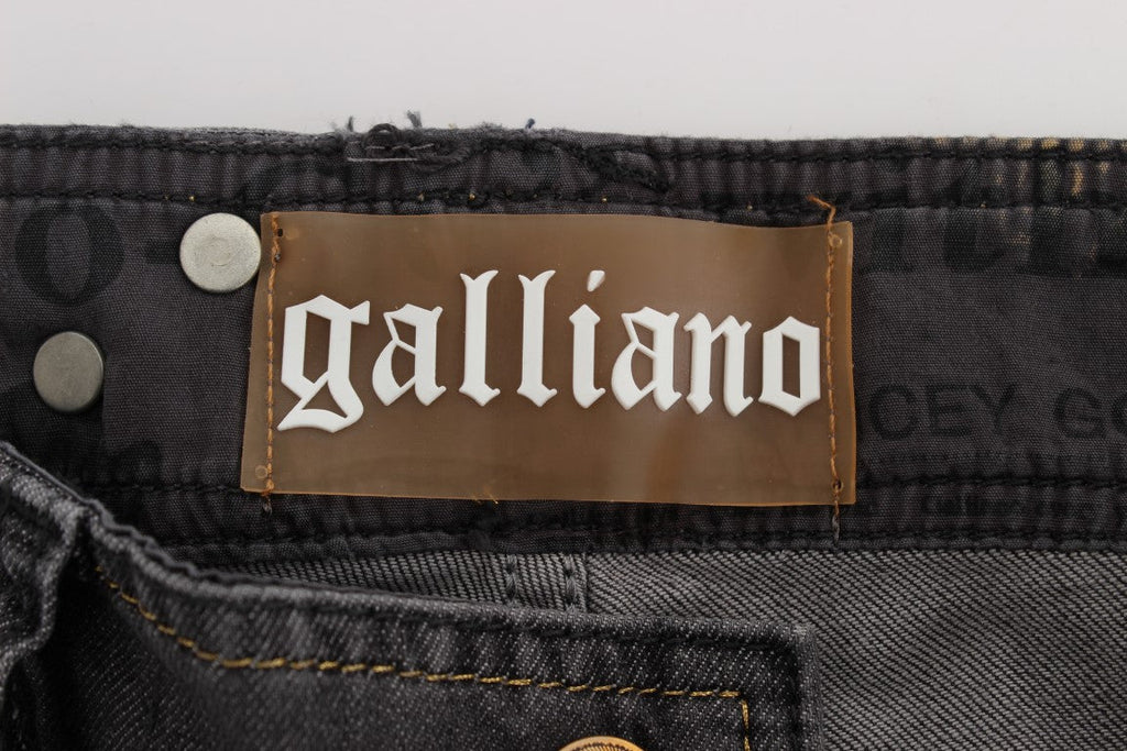John Galliano Gray Wash Cotton Blend Slim Fit Stretch Jeans John Galliano