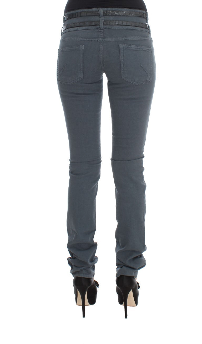 John Galliano Blue Cotton Blend Slim Fit High Waist Jeans John Galliano