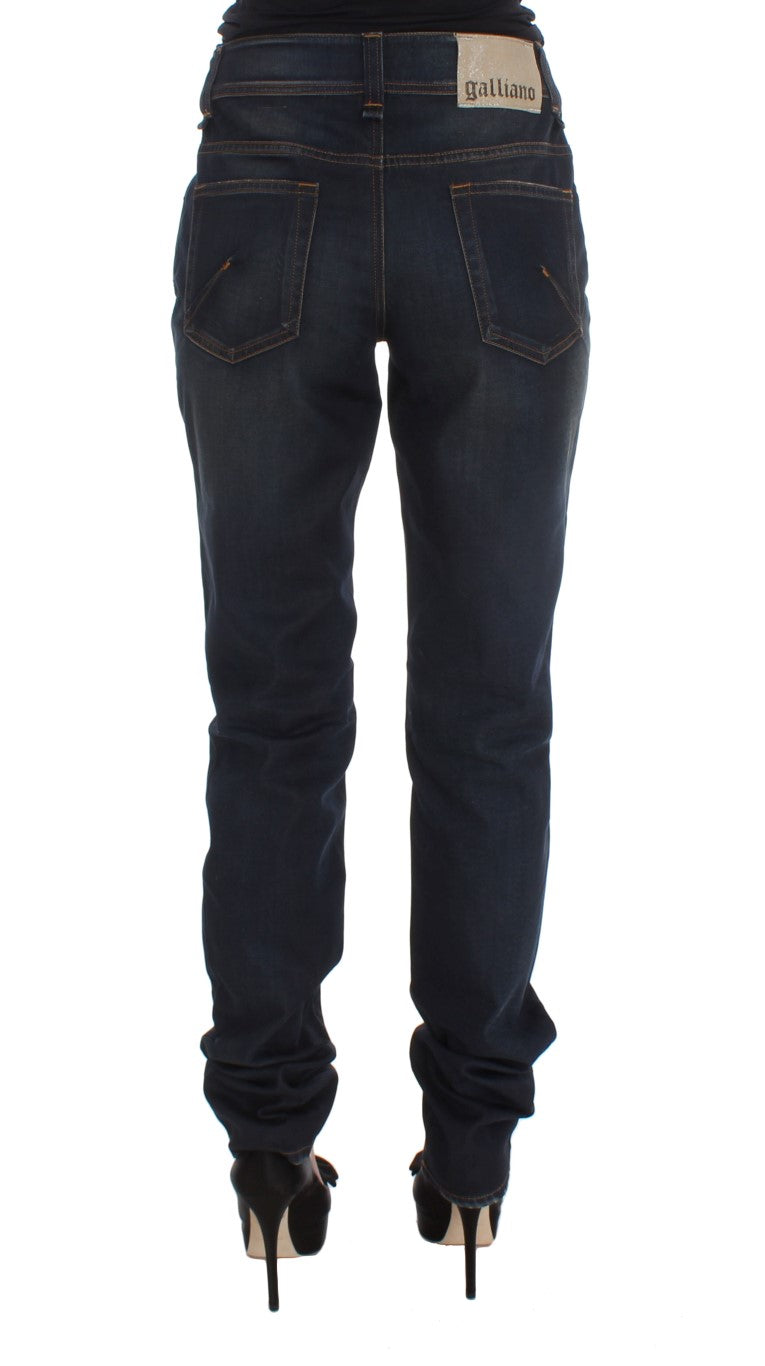 John Galliano Blue Wash Cotton Blend Boyfriend Fit Jeans John Galliano
