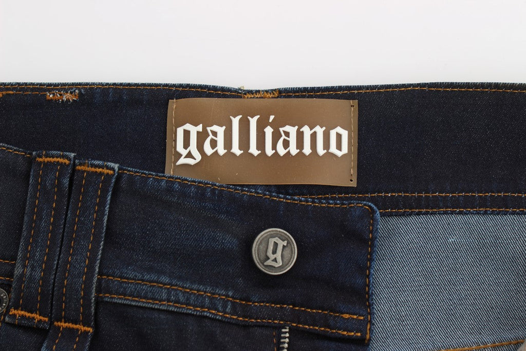 John Galliano Blue Wash Cotton Blend Boyfriend Fit Jeans John Galliano