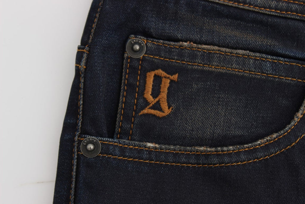 John Galliano Blue Wash Cotton Blend Boyfriend Fit Jeans John Galliano