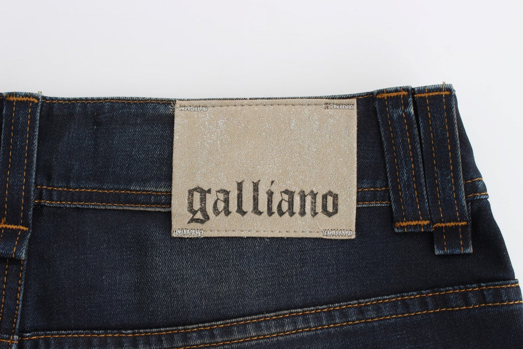 John Galliano Blue Wash Cotton Blend Boyfriend Fit Jeans John Galliano